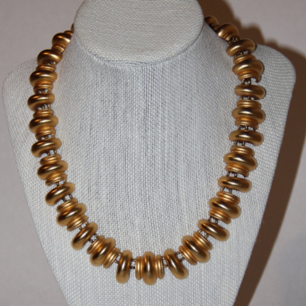 Anne Klein Chunky Gold Tone Bib Statement Necklace